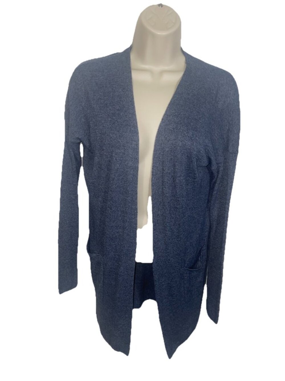 ANN TAYLOR LOFT Women's Size XS Heather Blue Open Cardigan Sweater Linen Blend